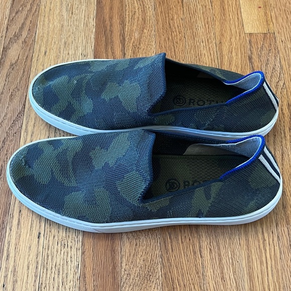 Rothy's Blue and Green Camo Sneaker Slip-On Shoes - Picture 3 of 6